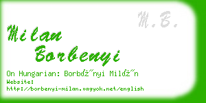 milan borbenyi business card